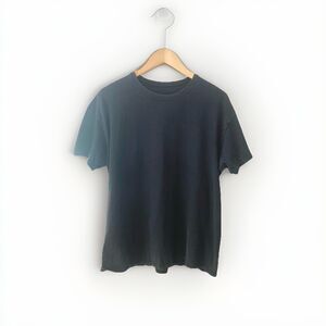 Y2K Vintage Wash Faded Blank Black Basic T Shirt Men's Large Thrashed Tee 2000s